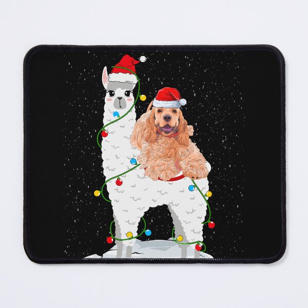 Item preview, Cocker Spaniel Riding Llama Lights Santa Funny Dog Christmas designed and sold by MobyStickers.