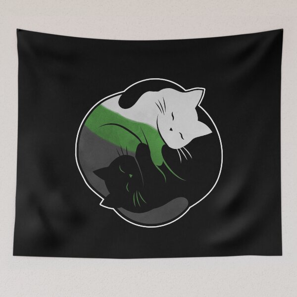 Item preview, Neutrois Yin Yang Cat LGBT Pride Flag designed and sold by Clara Hollins.