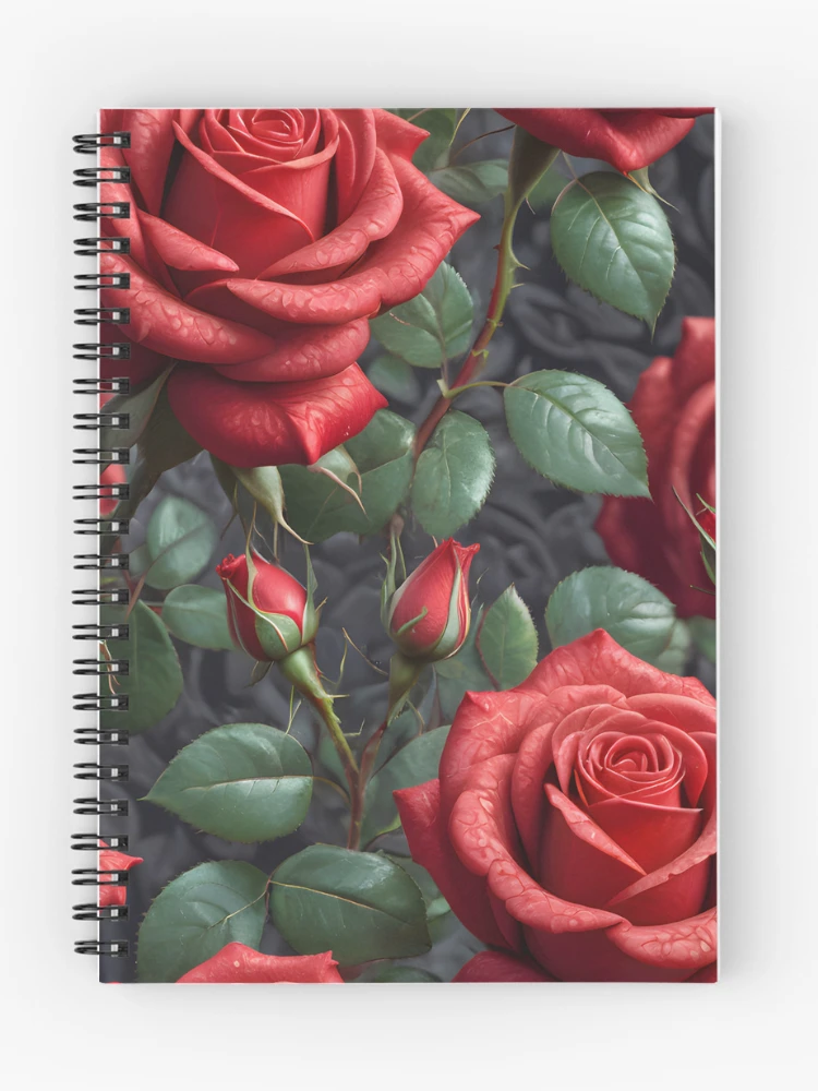 Thumbnail 1 of 3, Journal, Red Roses Pattern designed and sold by TheArtOfPat.
