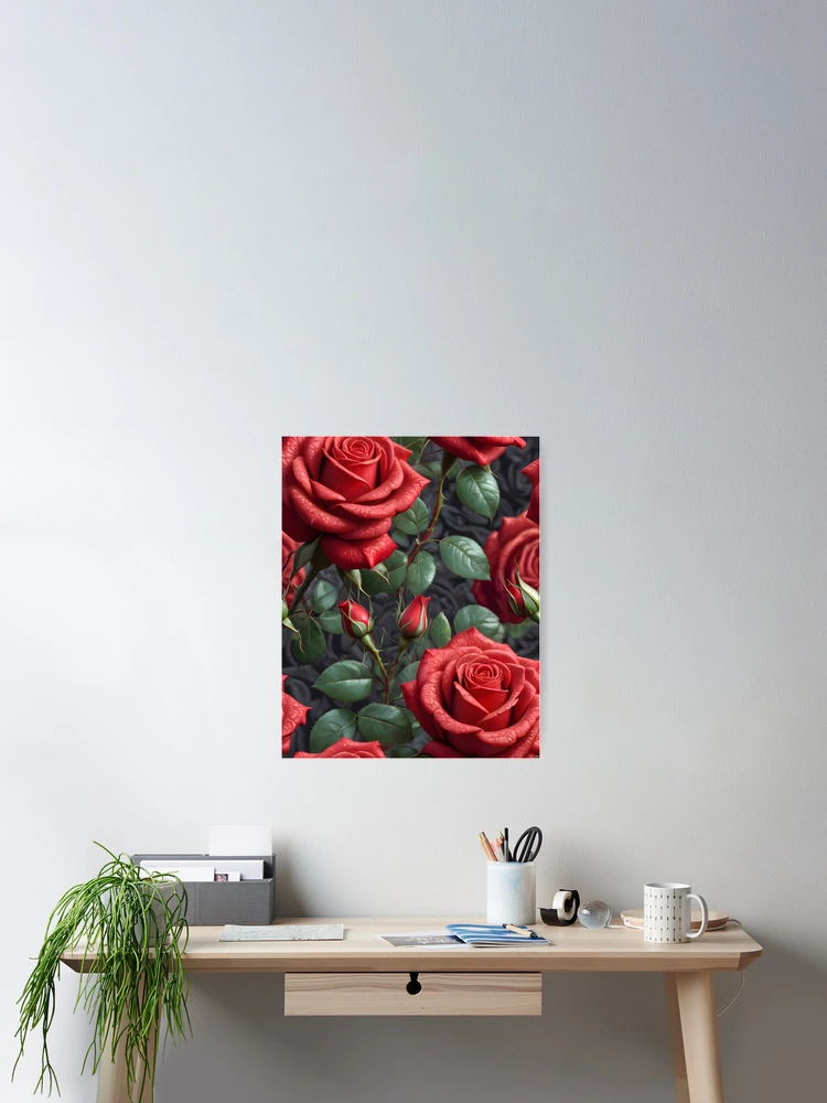 Thumbnail 2 of 3, Poster, Red Roses Pattern designed and sold by TheArtOfPat.