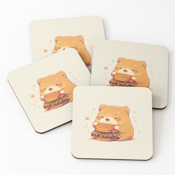 Item preview, Happy Bear Eating Hamburger  designed and sold by ArtstyleAlchemy.