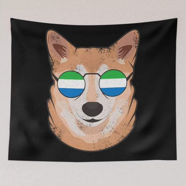 Item preview, Vintage Patriotic Shiba Inu Sierra Leonean Flag designed and sold by feether-store.