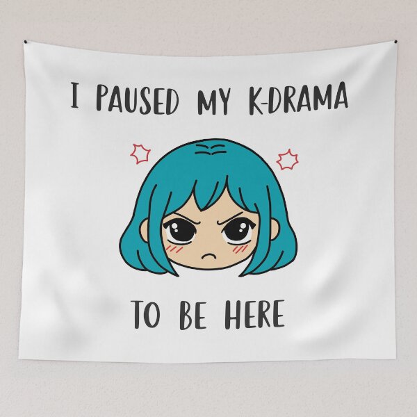 Item preview, I paused my k-drama to be here k-drama sticker blue designed and sold by My Favorite Store.