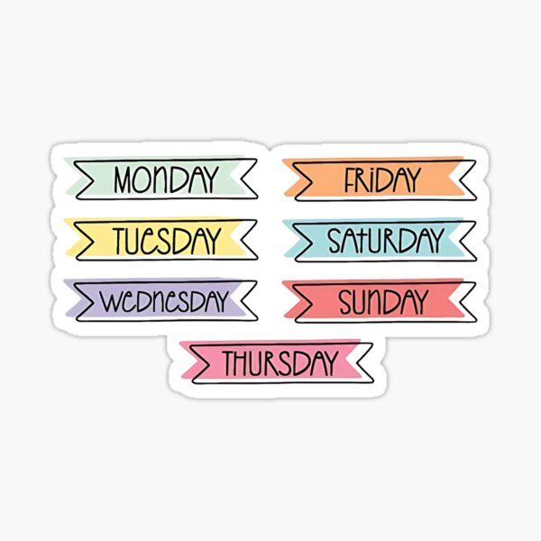 Days of the week sticker pack Sticker for Sale by Madison Elizabeth