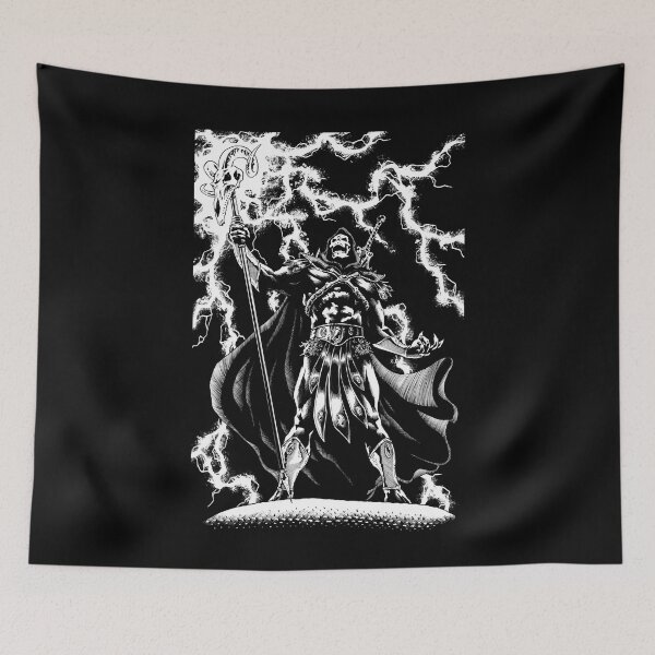 Item preview, Skeletor black and white GraySkull castle motu he man barbarian 80s cartoons toys heman designed and sold by JonathanGrimm.