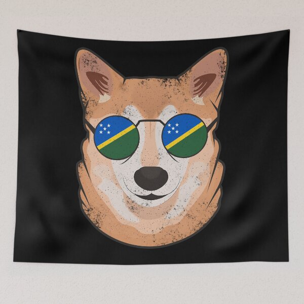 Item preview, Vintage Patriotic Shiba Inu Solomon Islander Flag designed and sold by feether-store.