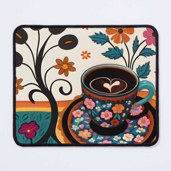 Item preview, Coffee and Flower Folk Art designed and sold by WondrousThings.