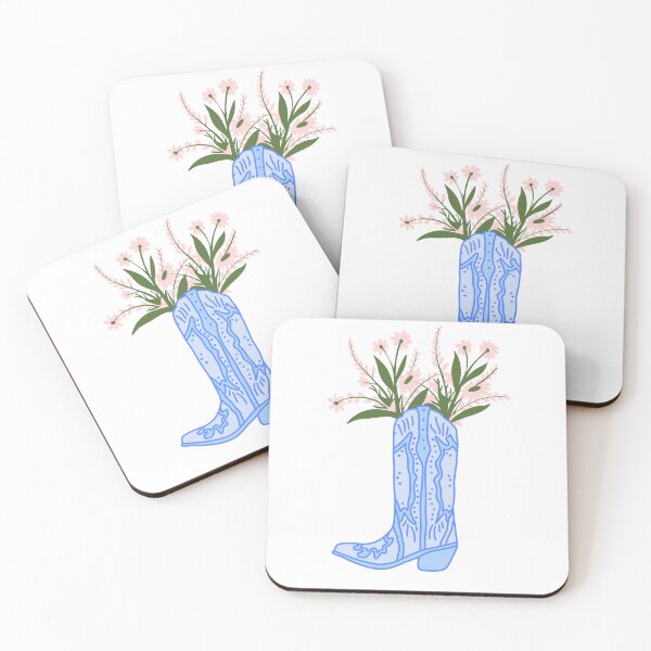 Item preview, Blue Cowboy Boot with Flowers designed and sold by Brianna McGill.