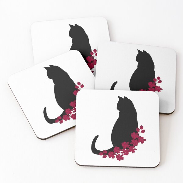 Item preview, Red Flower Elegant Cat Silouette Design designed and sold by CarefulCreation.