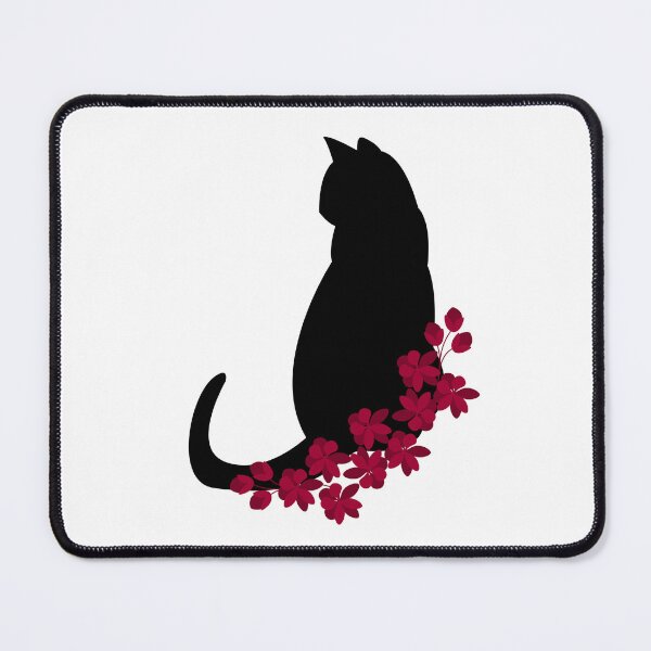 Item preview, Red Flower Elegant Cat Silouette Design designed and sold by CarefulCreation.