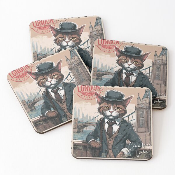 Item preview, Circa 1843 Gentleman Cat Vintage Mail Stamp Big Ben London designed and sold by CuriousMax.