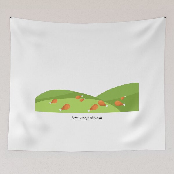 Item preview, Free range chicken (drumstick) on green hills designed and sold by ProjectLui.