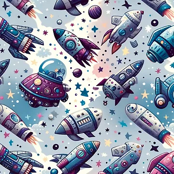 Artwork thumbnail, The Cutest Rockets Ever/ Rocket Pattern by mymagicstoreus