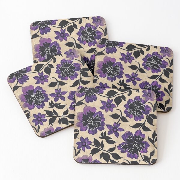 Item preview, Vintage Violet Flowers Batik Pattern designed and sold by HausKatz.