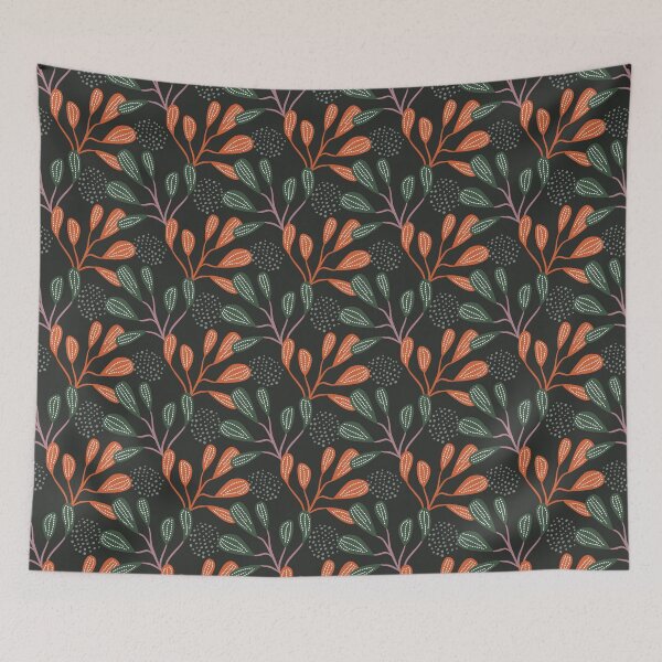 Item preview, dark background batik leaves  designed and sold by tamongg14.