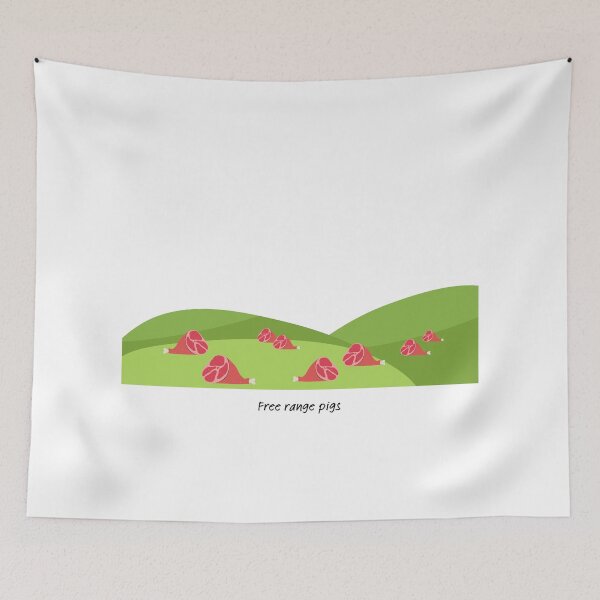 Item preview, Free range pigs (ham) on green hills designed and sold by ProjectLui.