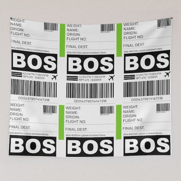 Item preview, BOS Boston Logan International Airport Luggage Tag Sticker designed and sold by ccooll.