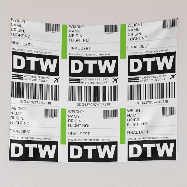 Item preview, DTW Detroit Michigan Metropolitan Wayne County International Airport Luggage Tag Sticker designed and sold by ccooll.