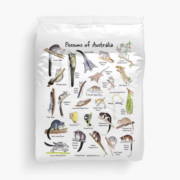 Possums of Australia (with names) Duvet Cover