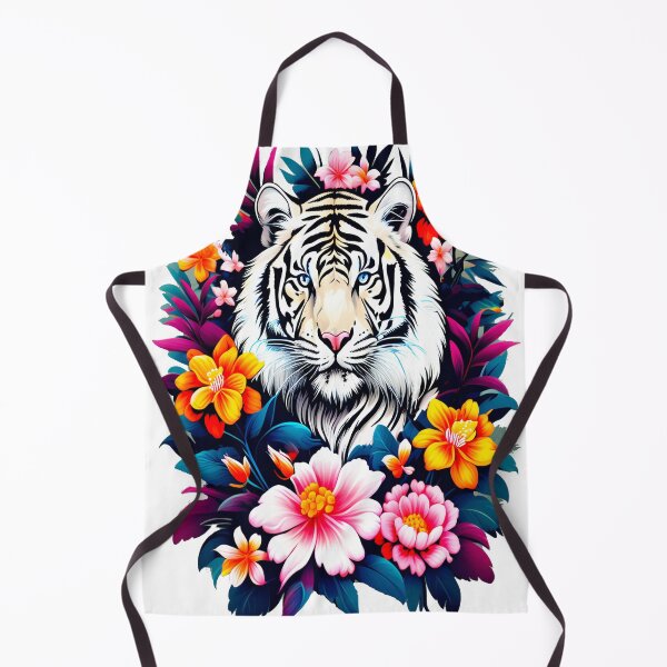 Artikelvorschau, Weißer Tiger, umgeben von wunderschönen kräftigen Frühlingsblumen entworfen und verkauft von BirdsnStuff.