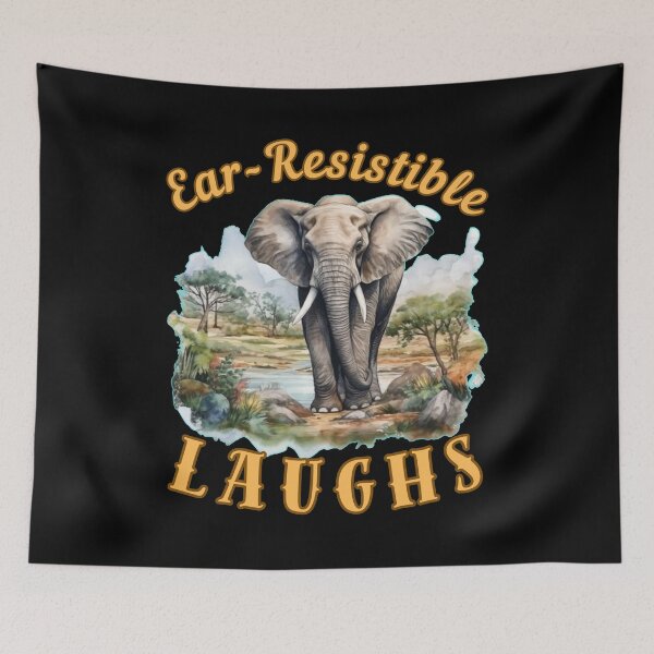 Item preview, Ear-Resistible Laughs. watercolor elephant designed and sold by ElephantVibes.