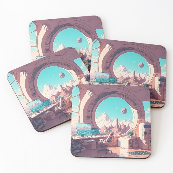 Item preview, Spaceship Office in Pastel Pink, AI Anime Art designed and sold by avis-aesthetic.