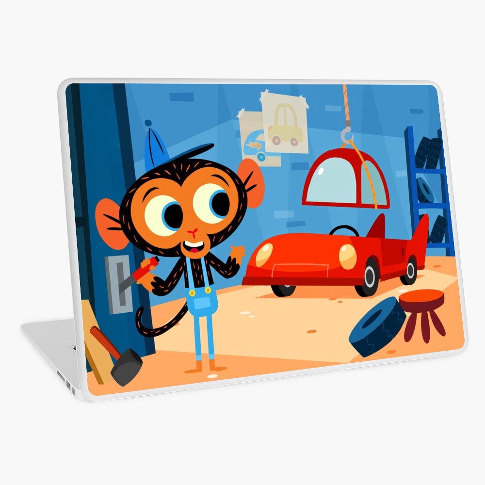 Mr. Monkey Fixing a Red Car