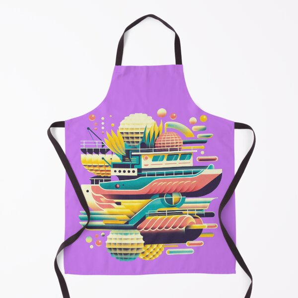 Item preview, Vibrant Abstract Ship Illustration: Retro Geometric Artwork designed and sold by KaleidoNest.