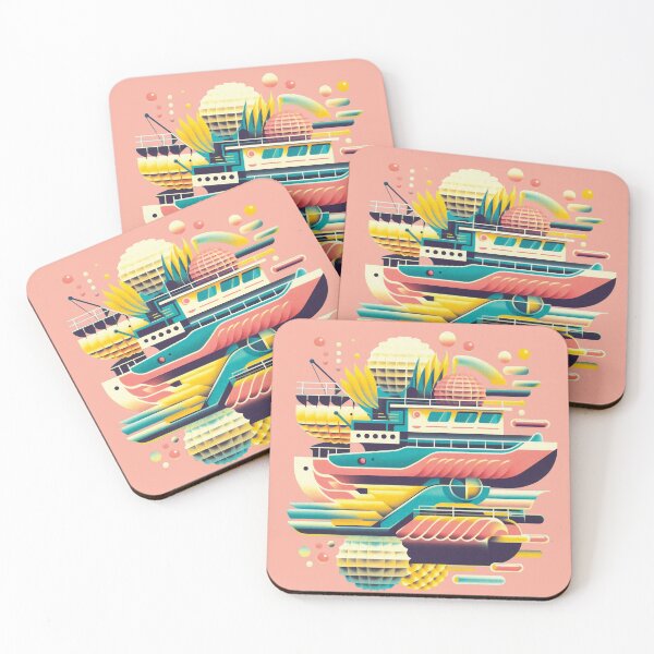 Item preview, Vibrant Abstract Ship Illustration: Retro Geometric Artwork  designed and sold by KaleidoNest.