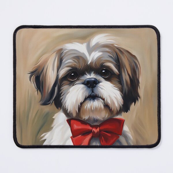 Item preview, Shih Tzu Dog Portrait in Red Bow Tie designed and sold by Futurebeachbum.