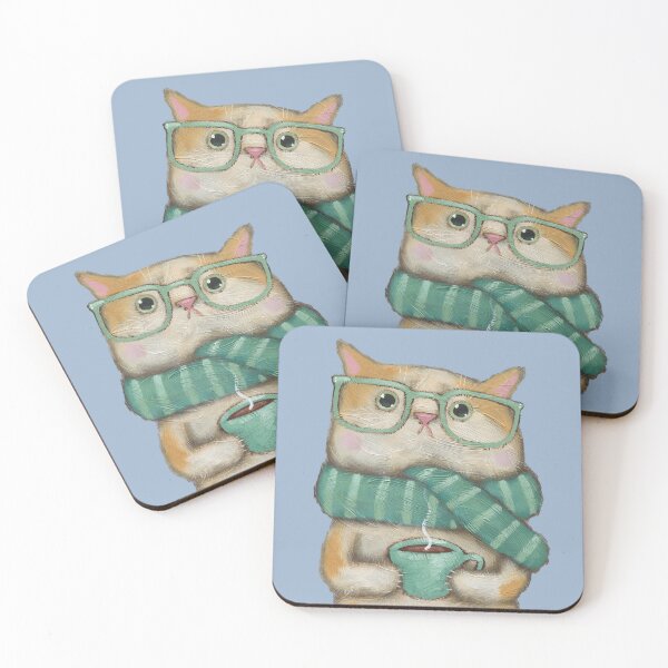 Item preview, Kitty With A Cup of Coffee designed and sold by KilkennyCat Art.