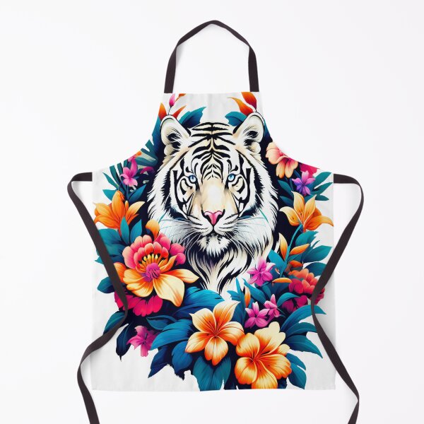 Artikelvorschau, Weißer Tiger, umgeben von wunderschönen kräftigen Frühlingsblumen entworfen und verkauft von BirdsnStuff.