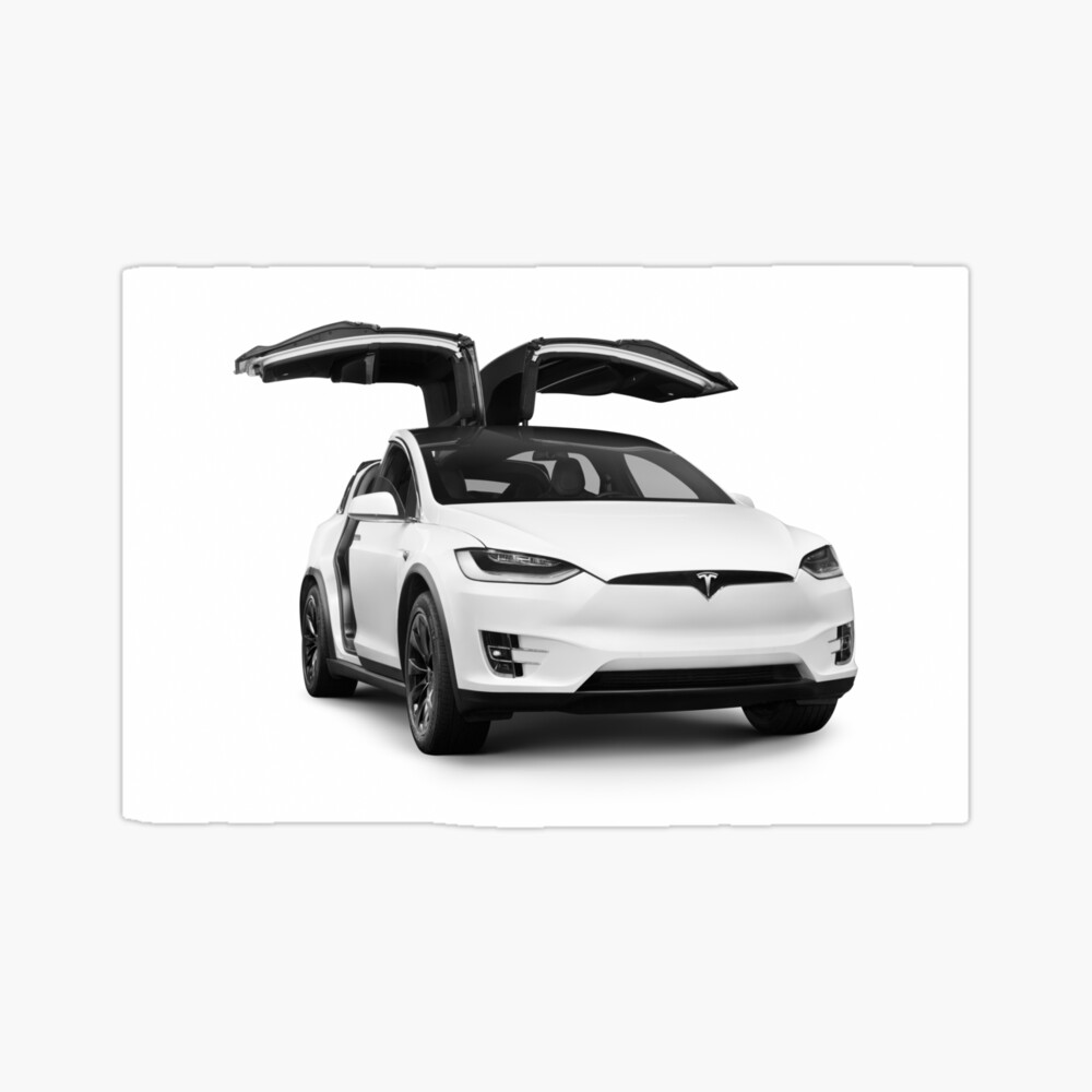 White Tesla X Luxury Suv Electric Car With Open Falcon Wing