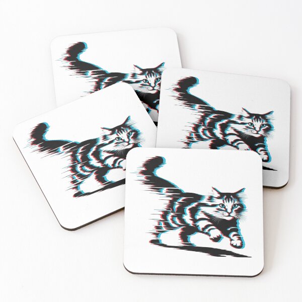 Item preview, Pouncing glitch cat designed and sold by Inkstorm-London.