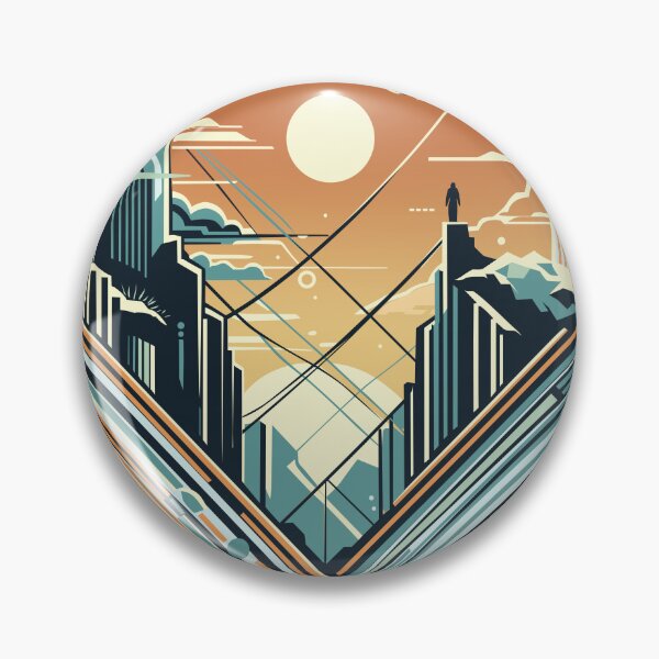 Item preview, Artistic Sunlit Cityscape, Abstract Mountain Skyline Design  designed and sold by KaleidoNest.