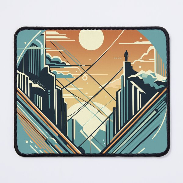 Item preview, Artistic Sunlit Cityscape, Abstract Mountain Skyline Design designed and sold by KaleidoNest.