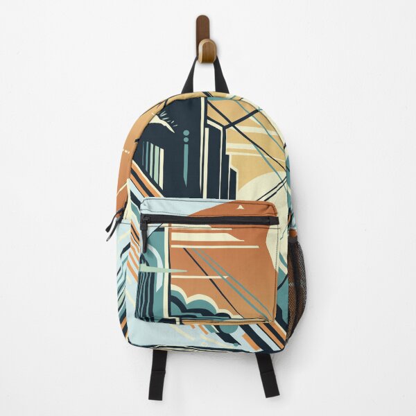 Item preview, Artistic Sunlit Cityscape, Abstract Mountain Skyline Design designed and sold by KaleidoNest.