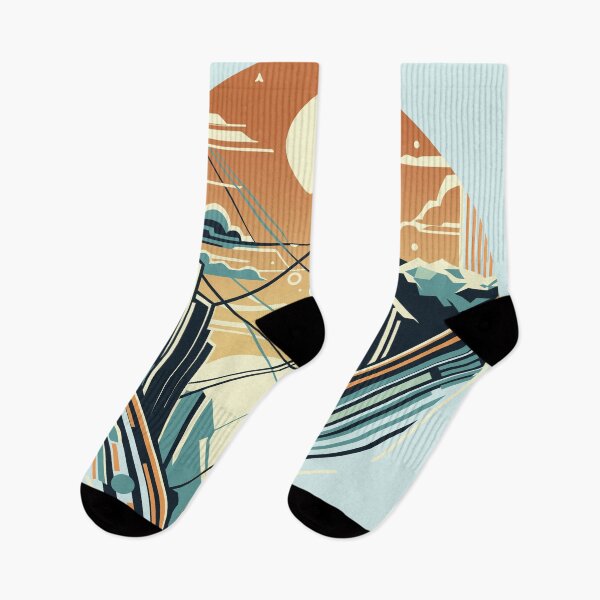 Item preview, Artistic Sunlit Cityscape, Abstract Mountain Skyline Design  designed and sold by KaleidoNest.