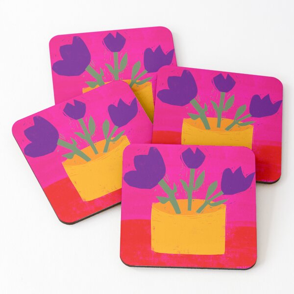Item preview, Purple flowers abstract art block print designed and sold by tascha-doodles.