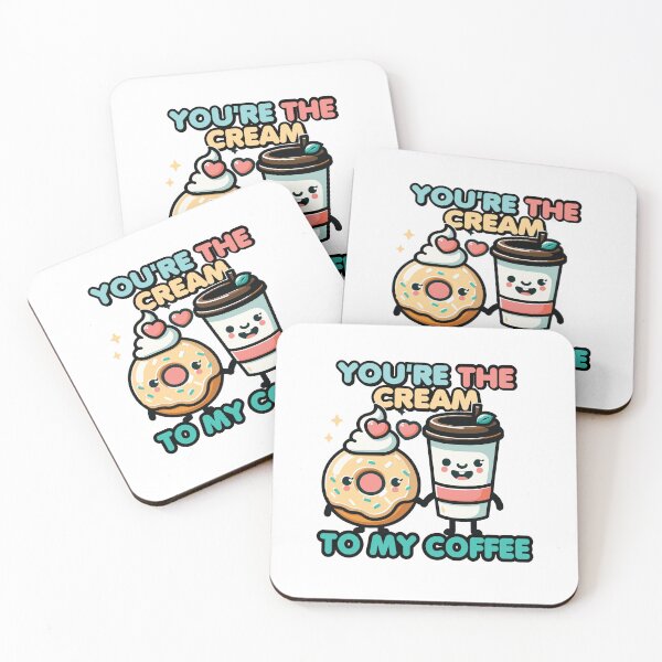 Item preview, Delightful Duo - "You're the Cream to My Coffee" Whimsical Donut and Coffee Valentines Day Design designed and sold by PrintMastery.