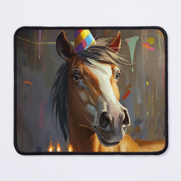 Item preview, Horse in Party Hat with Birthday Cake in painted style designed and sold by OddCorro.