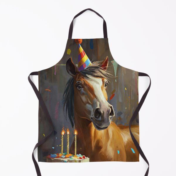 Item preview, Horse in Party Hat with Birthday Cake in painted style designed and sold by OddCorro.
