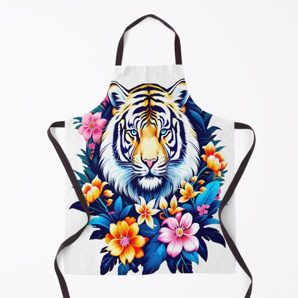Artikelvorschau, Weißer Tiger, umgeben von wunderschönen kräftigen Frühlingsblumen entworfen und verkauft von BirdsnStuff.