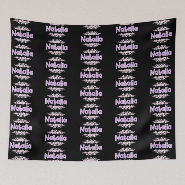 Item preview, Purple Flower Natalia Name Label (Black) designed and sold by NormadWorld.