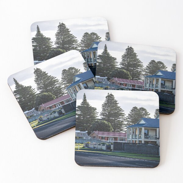 Item preview, Coastal living with a pine view - charming residential area as a high-quality photo print designed and sold by TRex-Landscapes.
