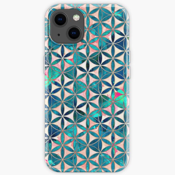 Flower-of-Life Paint Texture Turquoise iPhone Soft Case