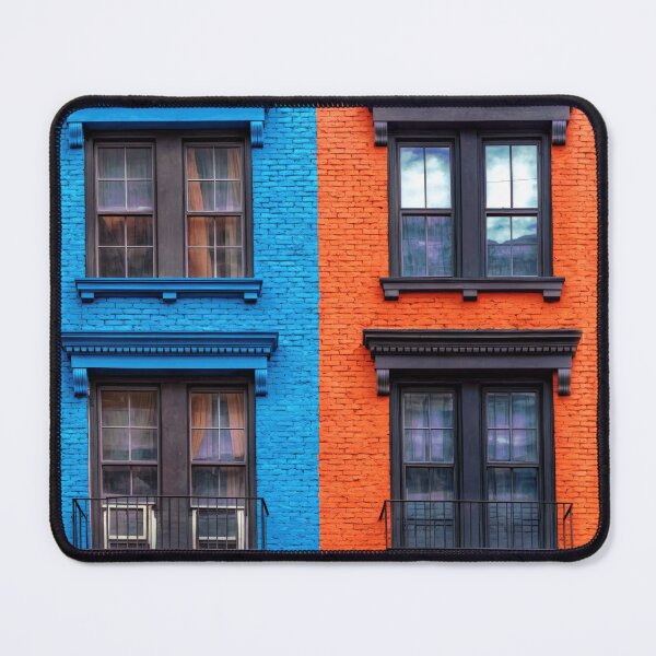 Item preview, Red and Blue Brick Building - Colorful designed and sold by jecphotography and art.