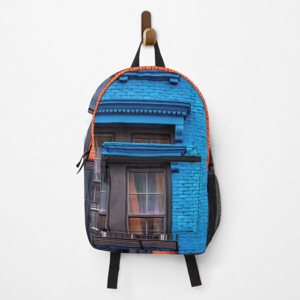 Item preview, Red and Blue Brick Building - Colorful designed and sold by jecphotography and art.