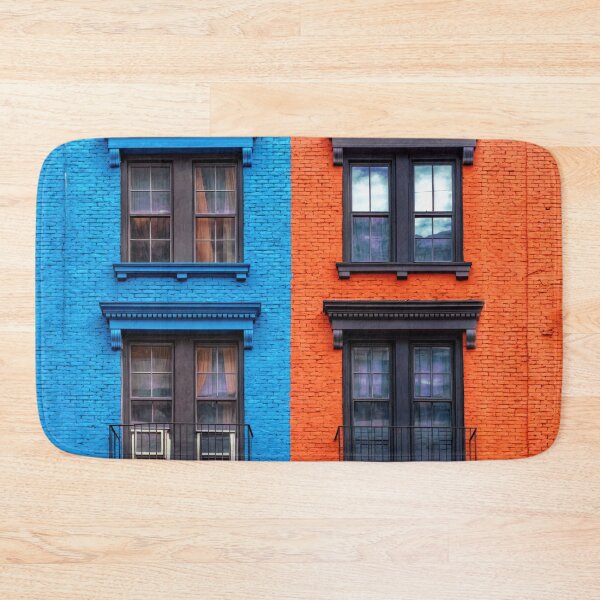 Item preview, Red and Blue Brick Building - Colorful designed and sold by jecphotography and art.