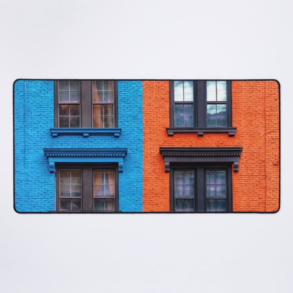 Item preview, Red and Blue Brick Building - Colorful designed and sold by jecphotography and art.
